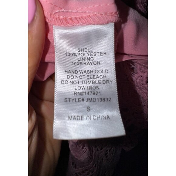 Pink Lace Rhinestone Buttons Small Cocktail Dress Princess Girly Feminine Barbie - Picture 7 of 7